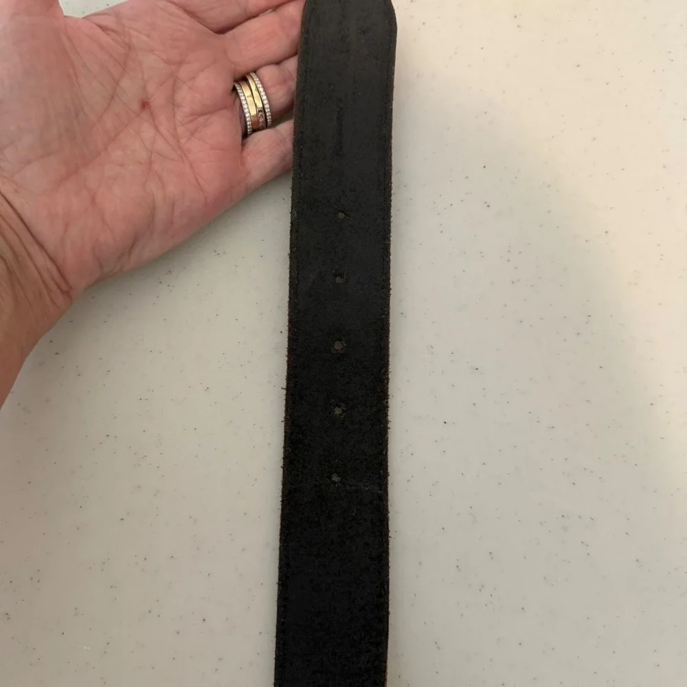 Timberland Mens Leather Belt 34 Black Contrast Stitch Pebbled Gorpcore Utility